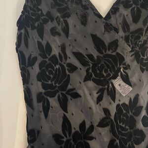 Vtg Y2K Fairycore Slip Dress Velvet Burnout Floral Sz 6P Whimsigoth Grunge Sheer